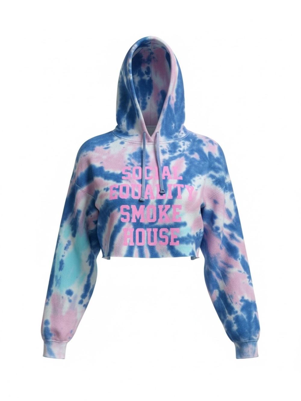 SESH classic Tie-Dye Cropped Hoodie with Pink Text